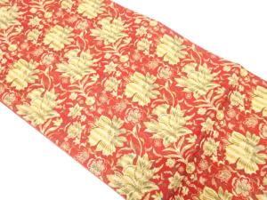 唐花模様織り出し　名古屋帯